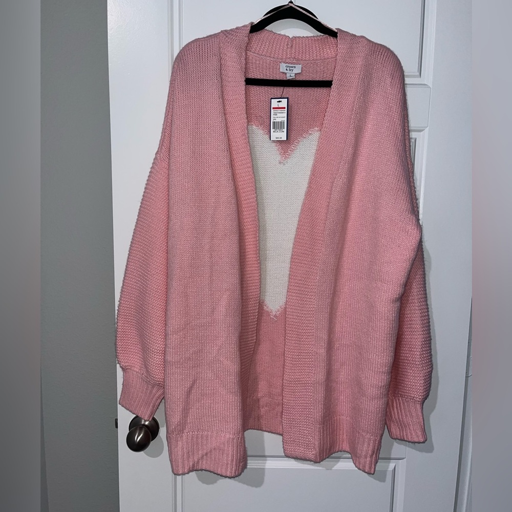 Pink Heart Oversized Cardigan